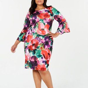 Calvin Klein Bell Sleeve Floral Sheath 